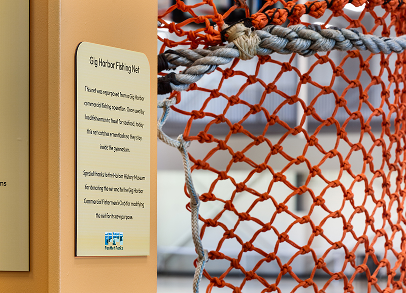 Detail of a fishing net in an architectural photo